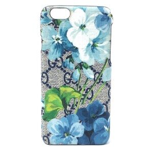 GUCCI Beige Blue Floral GG Monogram Logo Apple IPhone6 Phone Case NEW